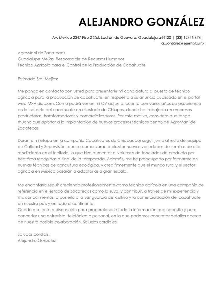 como hacer carta de presentacion agricultura