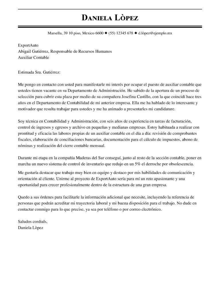 como hacer carta de presentacion contabilidad