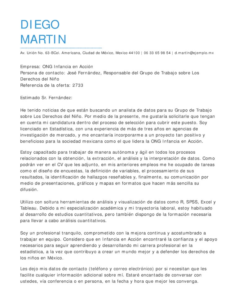 como hacer carta de presentacion estadística
