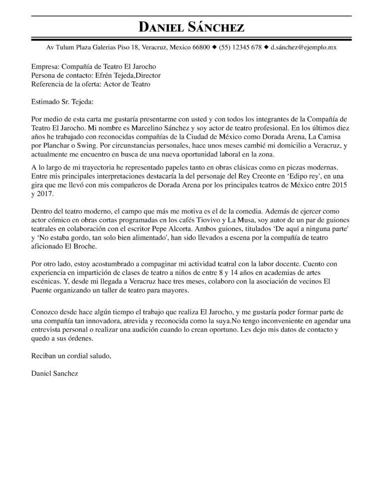 como hacer carta de presentacion teatro