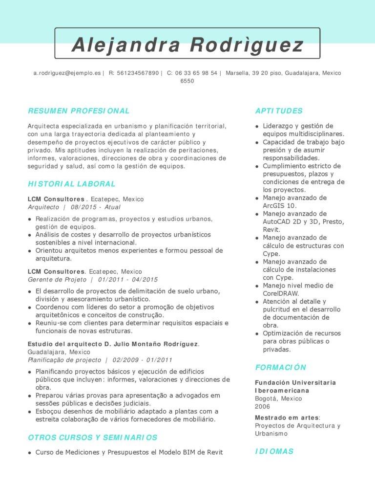 como hacer curriculum arquitectura 1