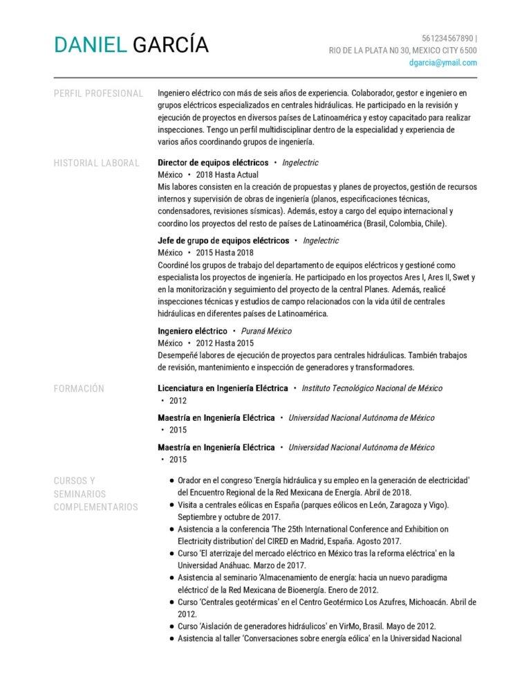 como hacer curriculum electricidad 1