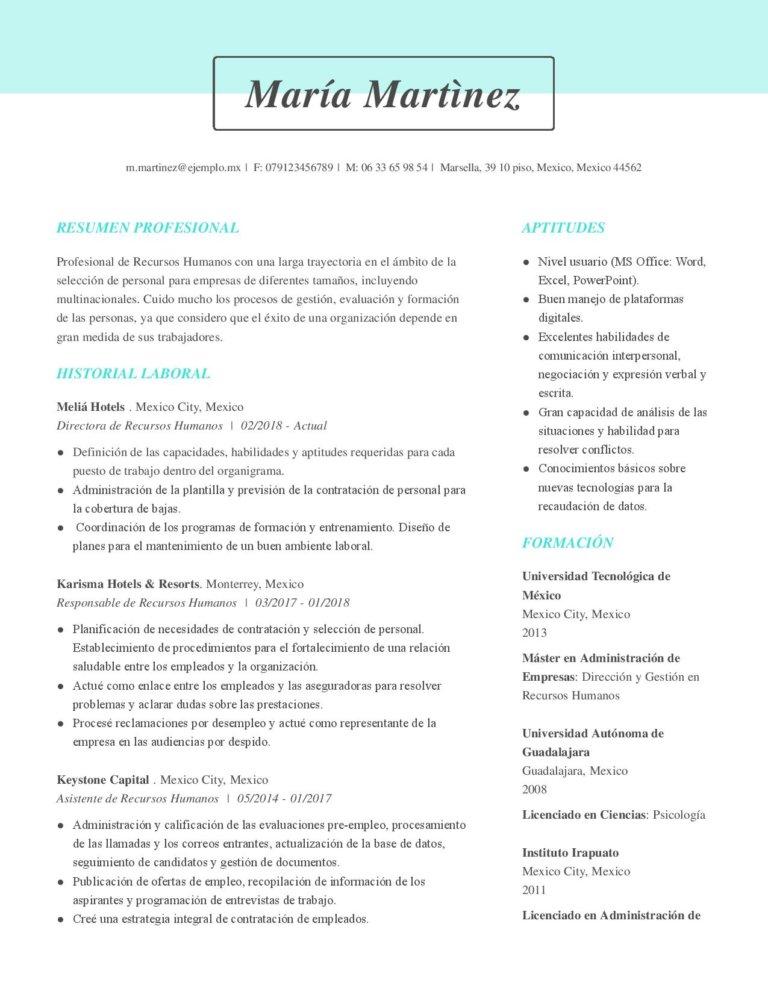 como hacer curriculum recursos humanos 1