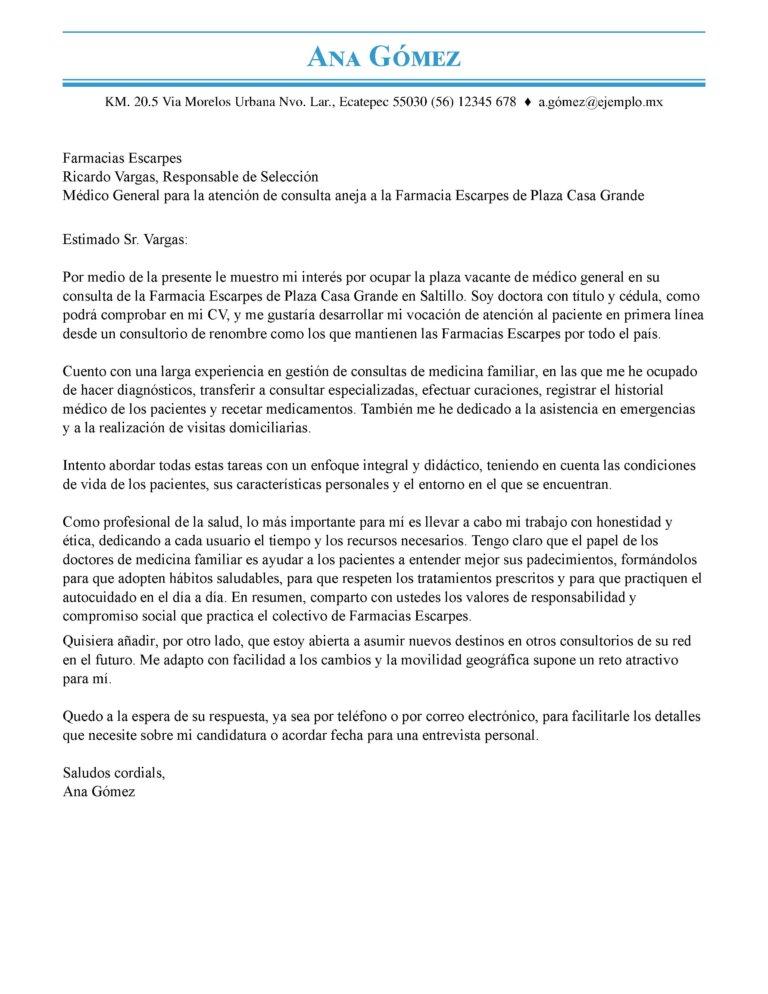 ejemplo carta de presentacion alimentos
