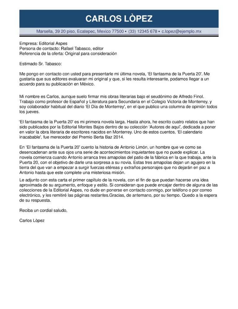 Ejemplos De Carta De Presentacion Mi Cv Ideal