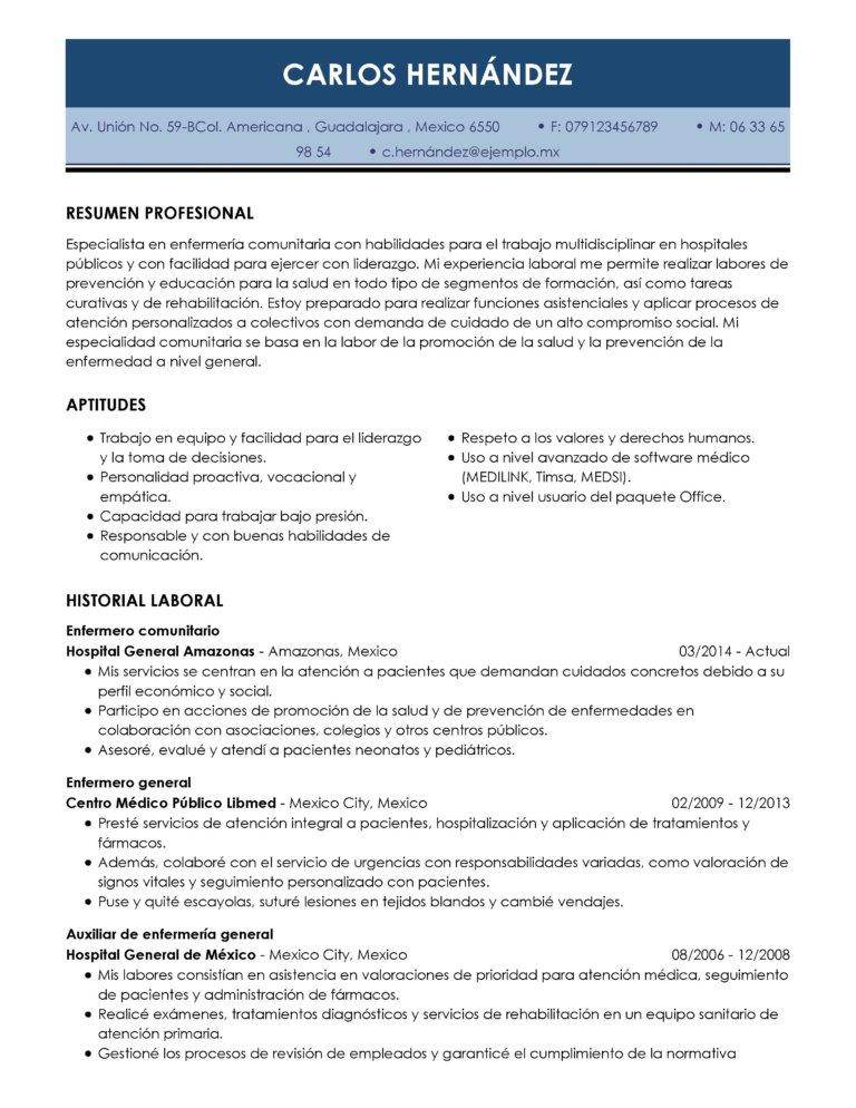 objetivo enfermera CV