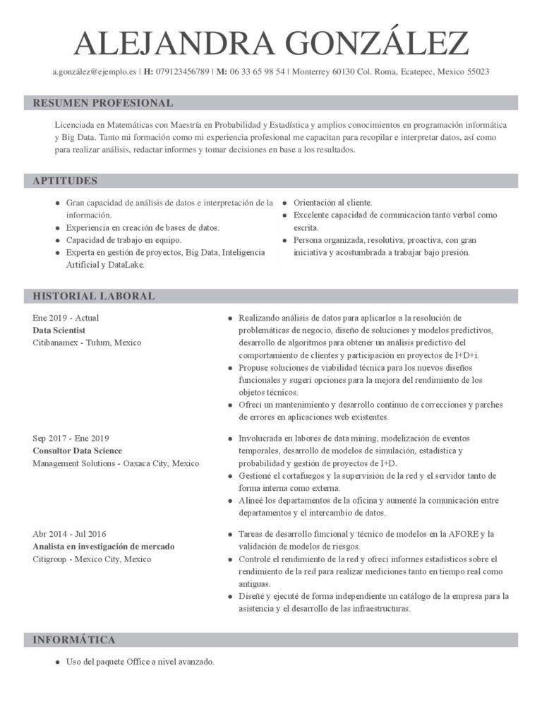 objetivo estadistica CV