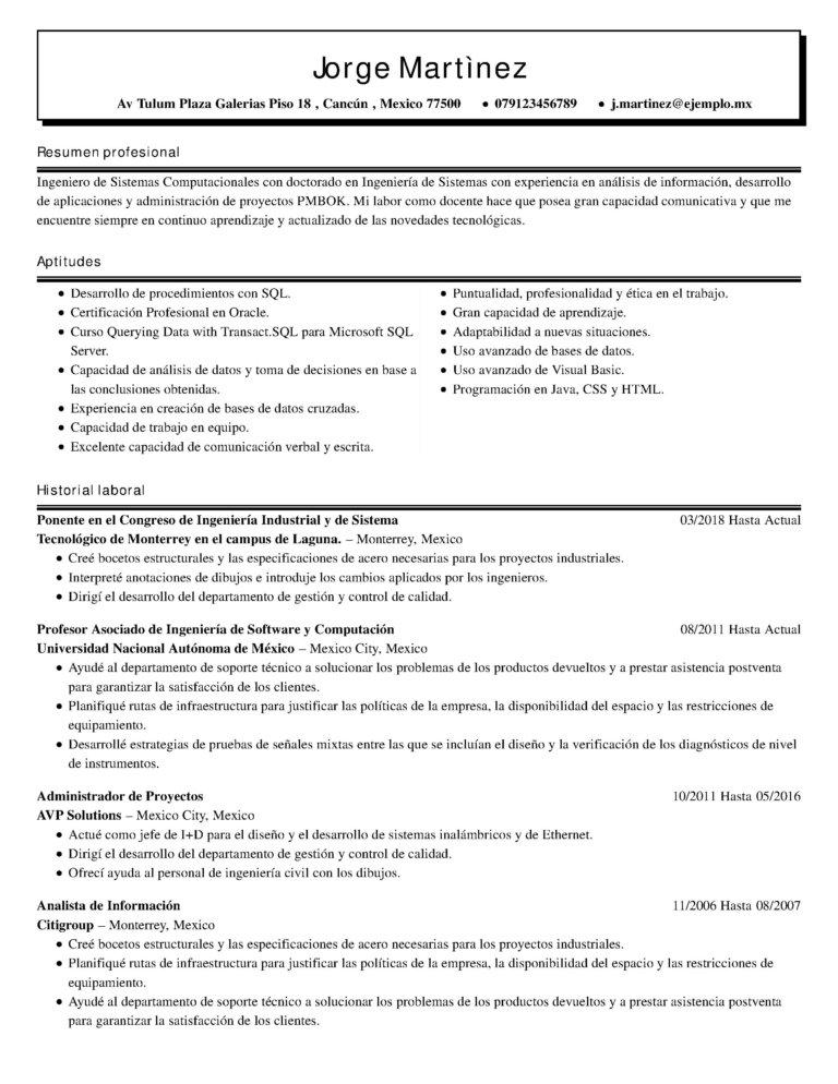objetivo ingeniero CV