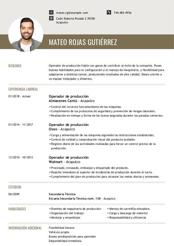 cv operador de produccion